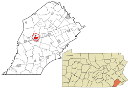 Chester County Pennsylvania incorporated and unincorporated areas Coatesville highlighted